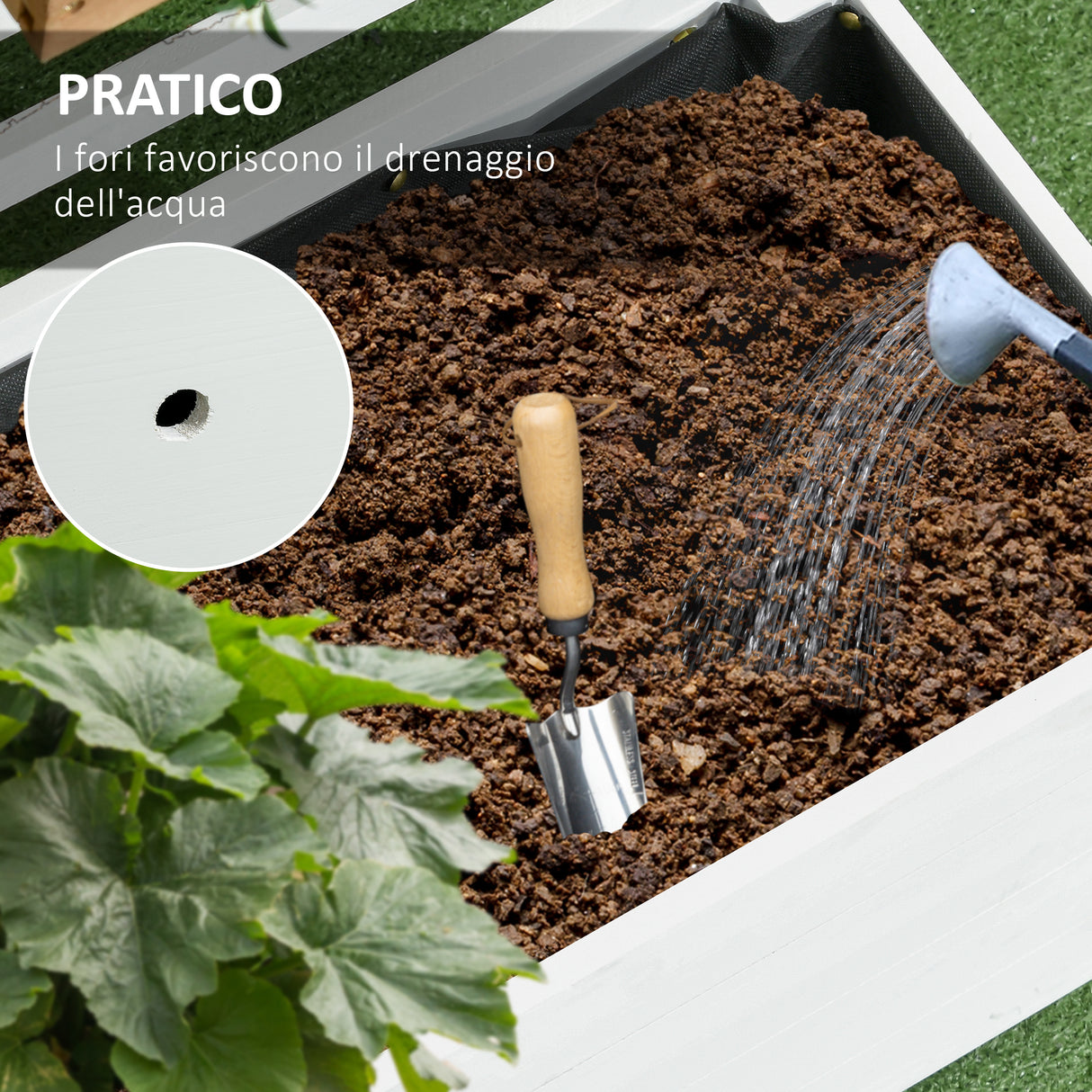 easycomfort easycomfort fioriera verticale con 4 ruote e traliccio per piante rampicanti in legno 76x30x155cm bianco