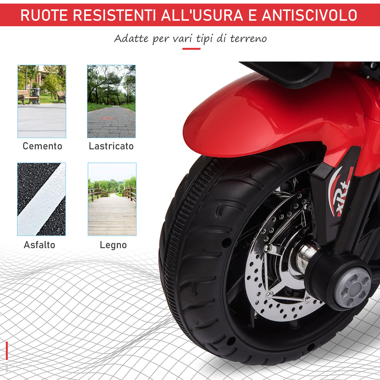 easycomfort easycomfort moto elettrica per bambini 3 5 anni max 25kg con 3 ruote luci e suoni batteria 6v rosso 86x42x52cm