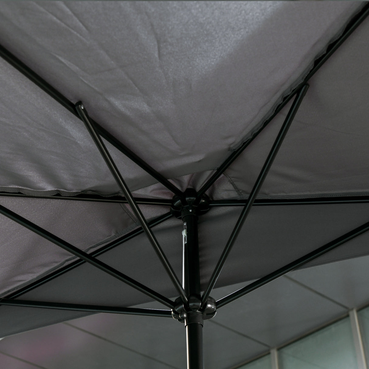easycomfort easycomfort ombrellone semicircolare da parete 2 5x2 3m con apertura a manovella in metallo e poliestere grigio