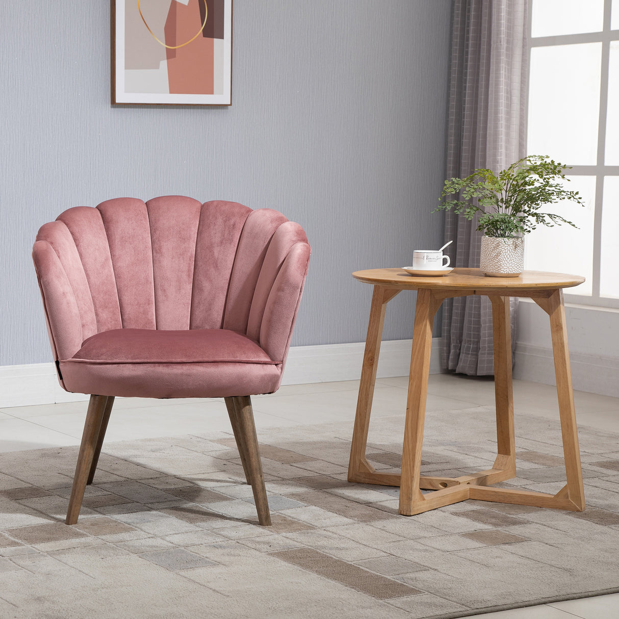 easycomfort easycomfort poltrona imbottita con schienale a conchiglia e gambe in legno poltrona in velluto per salotto e camera 66x66x78 5cm rosa