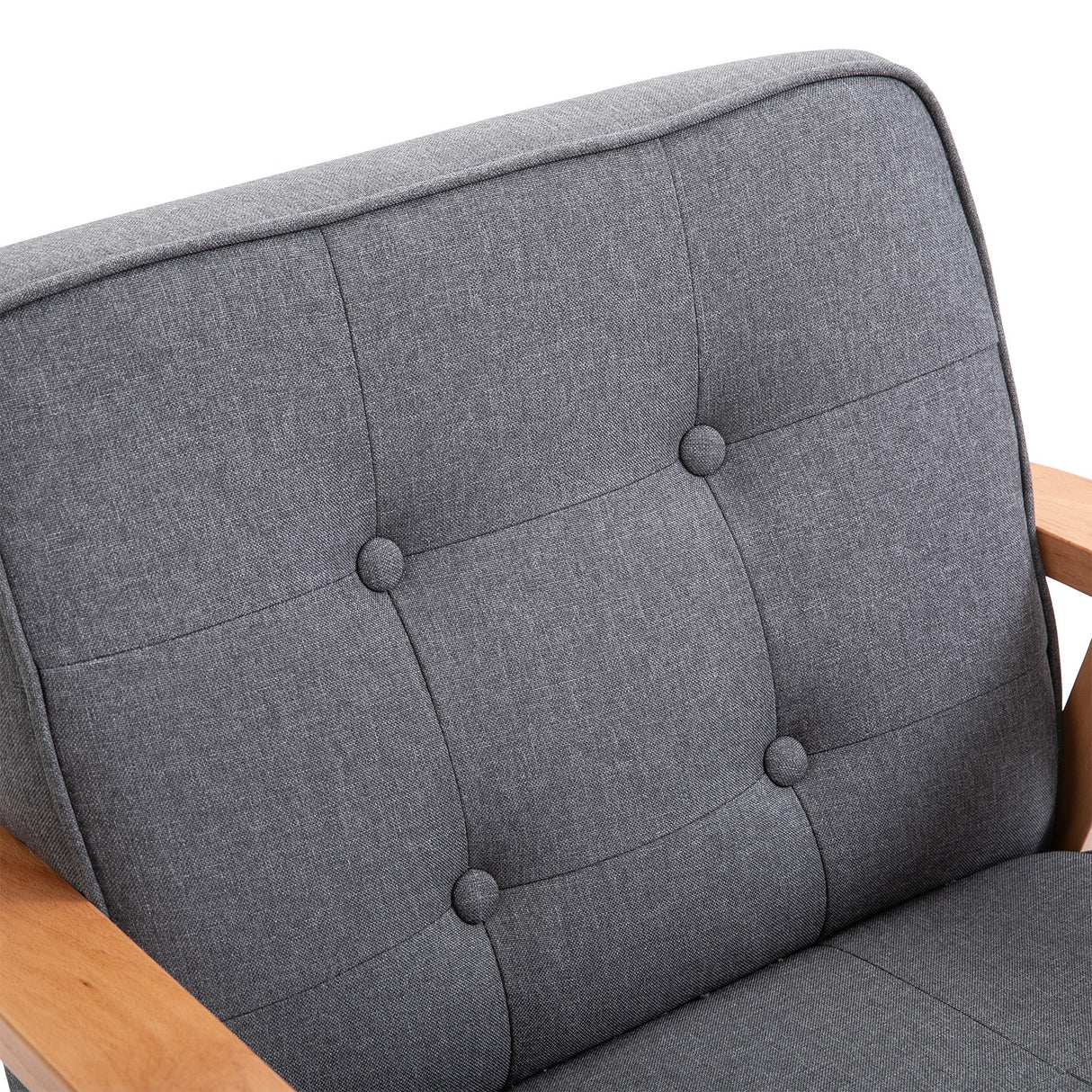 easycomfort easycomfort poltrona stile scandinavo imbottita e trapuntata a bottoni in tessuto e legno 64 5x70x74cm grigio ean 8055776913322