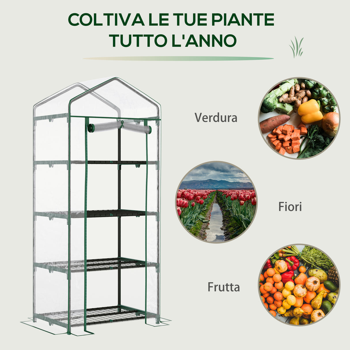 easycomfort easycomfort serra da balcone compatta con 4 ripiani e copertura in pvc trasparente 70x50x160cm