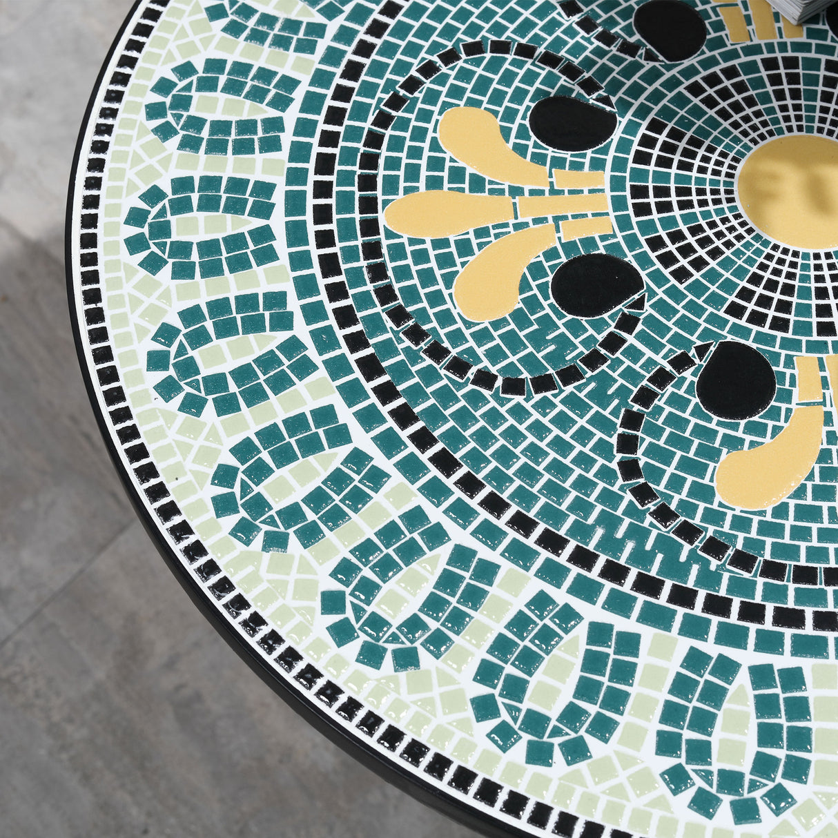 easycomfort easycomfort set da giardino 3 pezzi con mosaico tavolino e 2 sedie pieghevoli verde