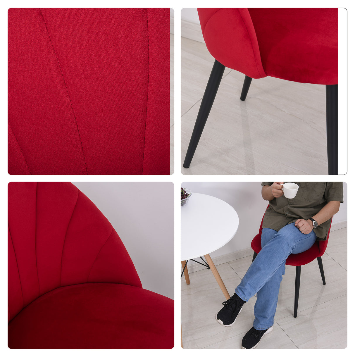 easycomfort easycomfort set di 2 sedie sala da pranzo sedie cucina moderne con schienale a conchiglia e gambe in metallo sedia in velluto con imbottita per cucina camera da letto ufficio e soggiorno rosso ean 8055776912158