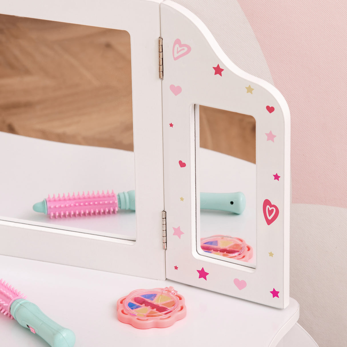 easycomfort easycomfort toeletta per bambini con sgabello tavolo trucco con triplo specchio e cassetto 63x40x85 5cm bianco