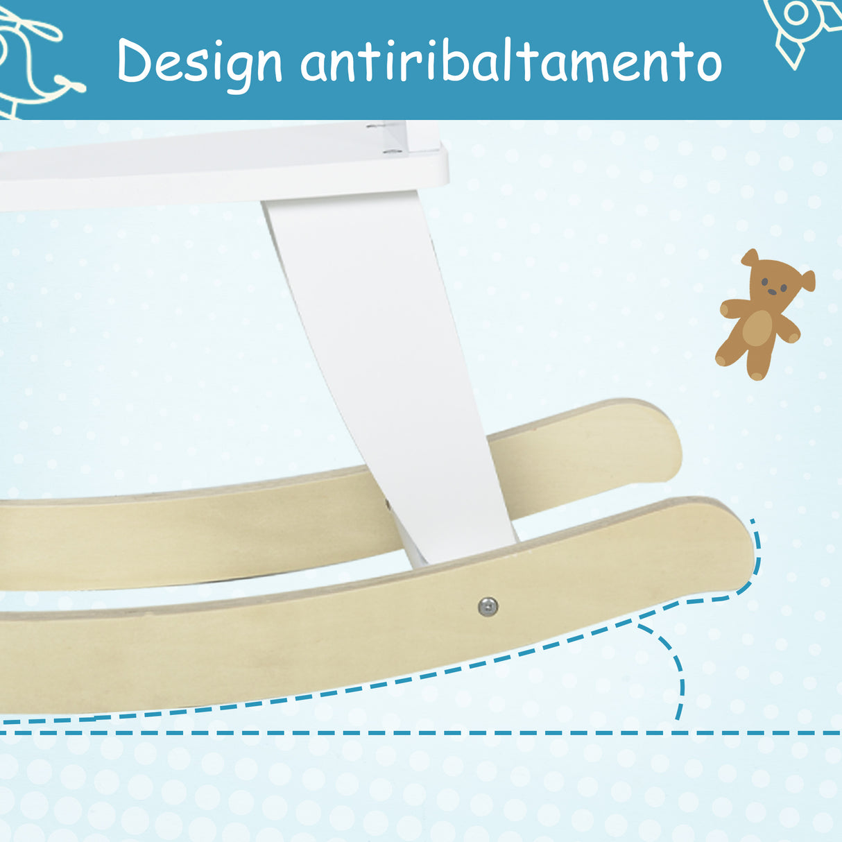 easycomfort easycomfort cavallo a dondolo bambini da 1 3 anni in legno con maniglie e poggiapiedi 68x26 5x48 cm bianco