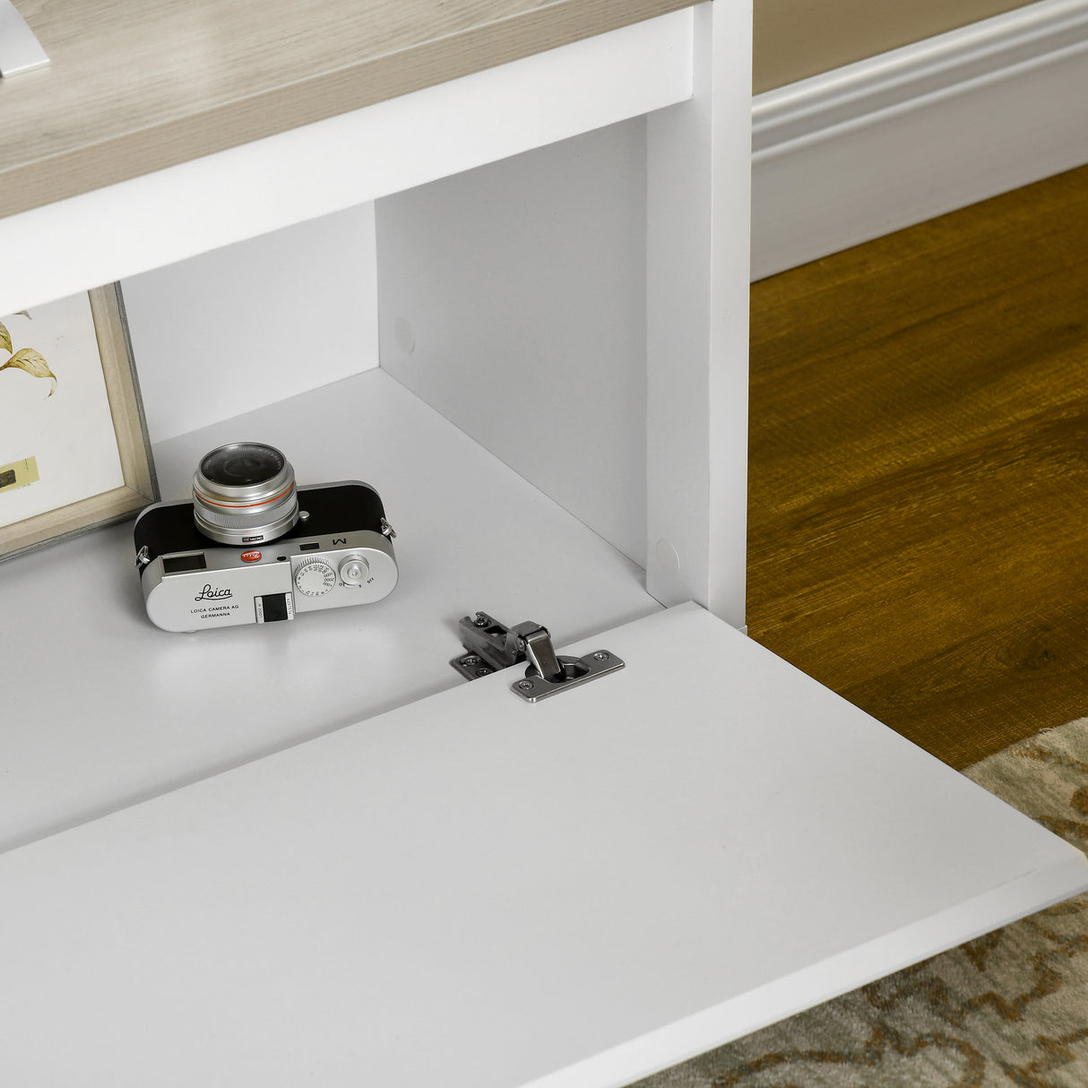 immagine-8-easycomfort-easycomfort-mobile-porta-tv-fino-a-65-con-armadietti-e-ante-a-ribalta-in-truciolato-140x37x45cm-bianco-e-color-legno