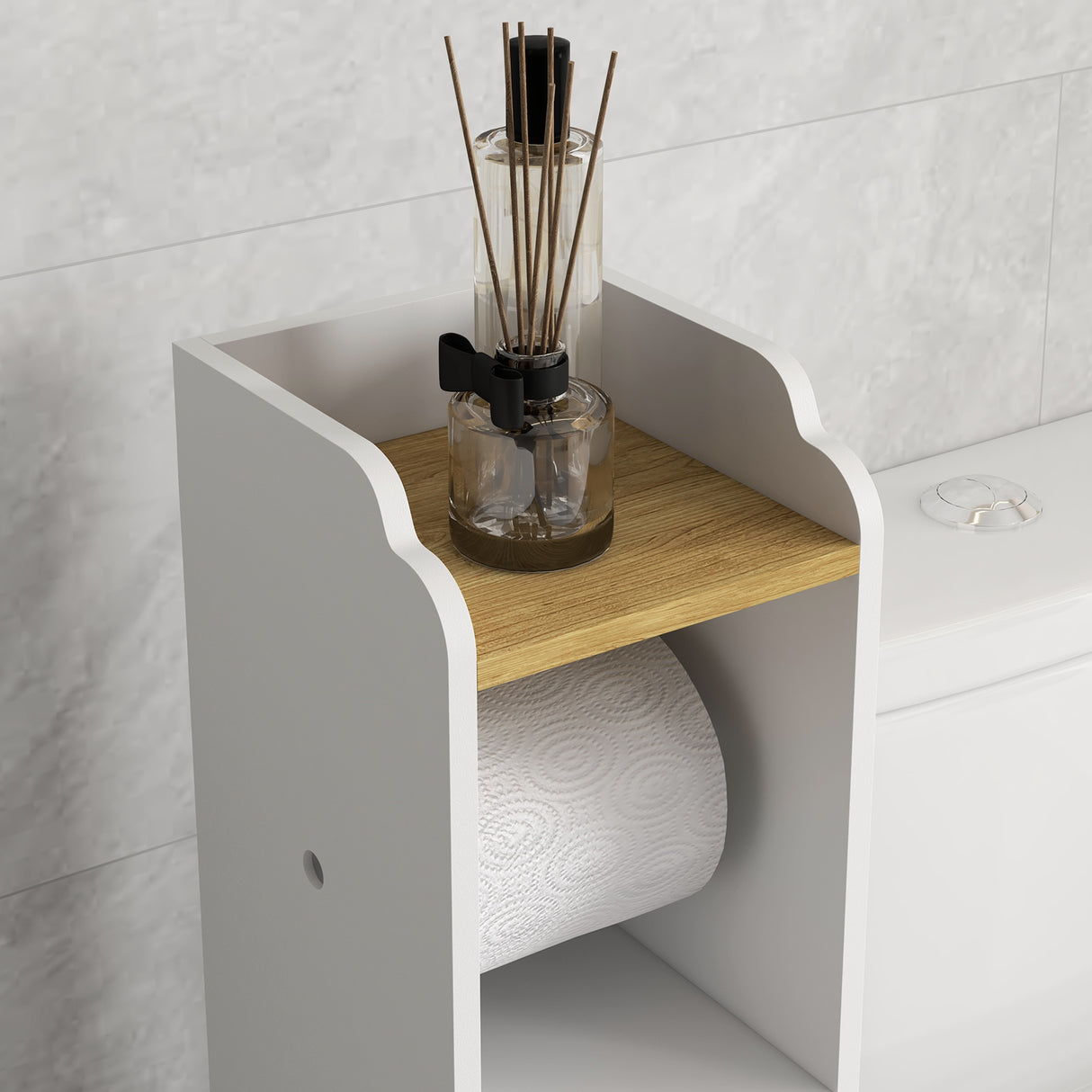 easycomfort easycomfort mobiletto bagno salvaspazio moderno con ripiani e armadietto in truciolato superficie in melamina18x20x90cm bianco