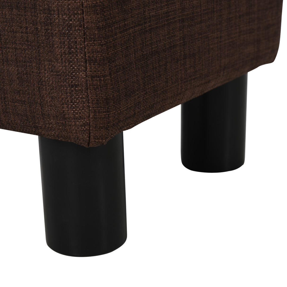 easycomfort easycomfort pouf poggiapiedi in tessuto effetto lino imbottito 40x30x24cm marrone scuro