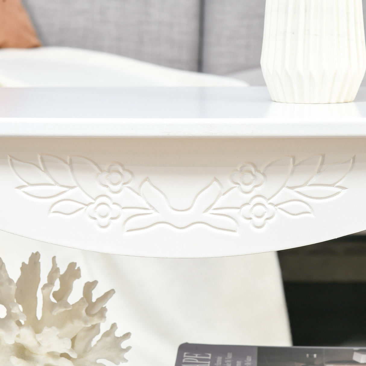 easycomfort easycomfort tavolino da salotto con ampio ripiano portaoggetti inferiore in legno 94x44x43cm bianco ean 8054144137254