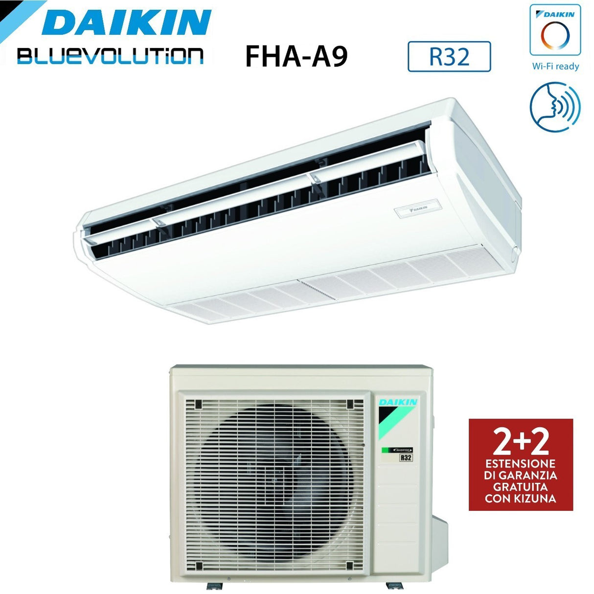climatizzatore condizionatore daikin pensile a soffitto dc inverter 12000 btu fha35a r 32 wi fi optional a__ a_ garanzia italiana
