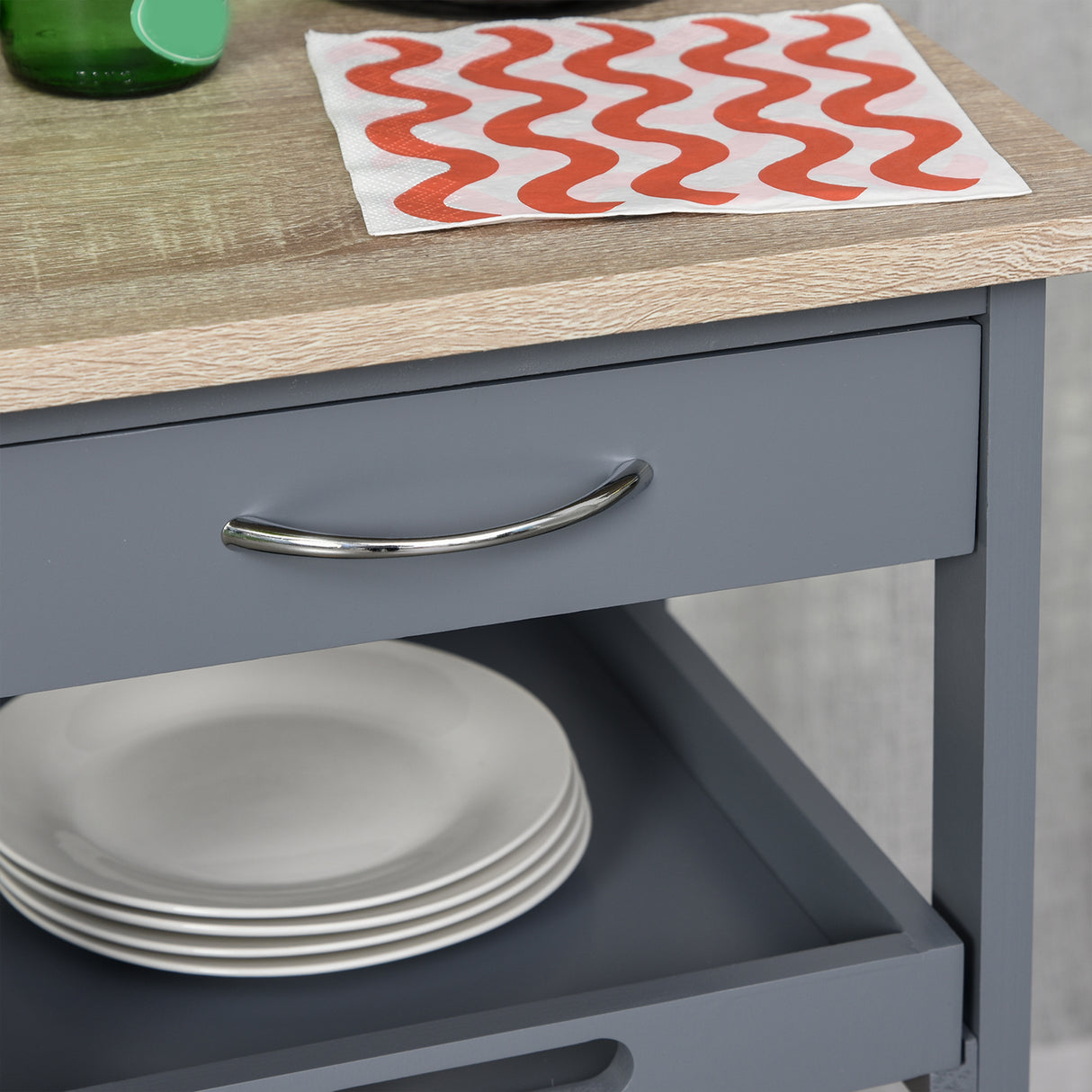 easycomfort easycomfort carrello da cucina con cassetto 2 vassoi estraibili e ripiano fisso in legno di pino e mdf 37x37x76 cm