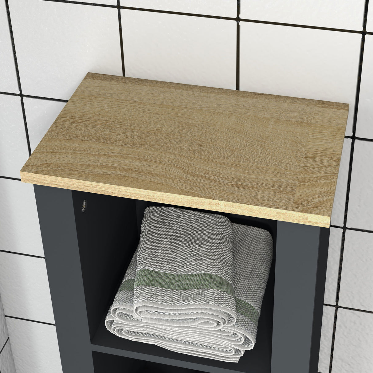 easycomfort easycomfort colonna bagno salvaspazio con armadietto e 3 ripiani aperti in legno 34x23x165cm grigio