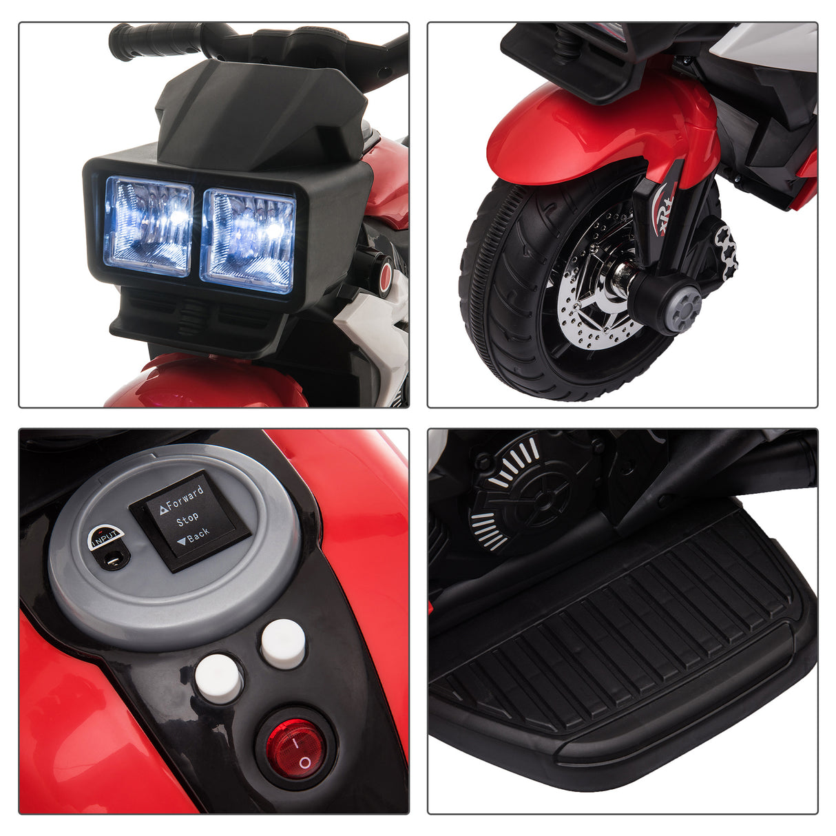 easycomfort easycomfort moto elettrica per bambini 3 5 anni max 25kg con 3 ruote luci e suoni batteria 6v rosso 86x42x52cm