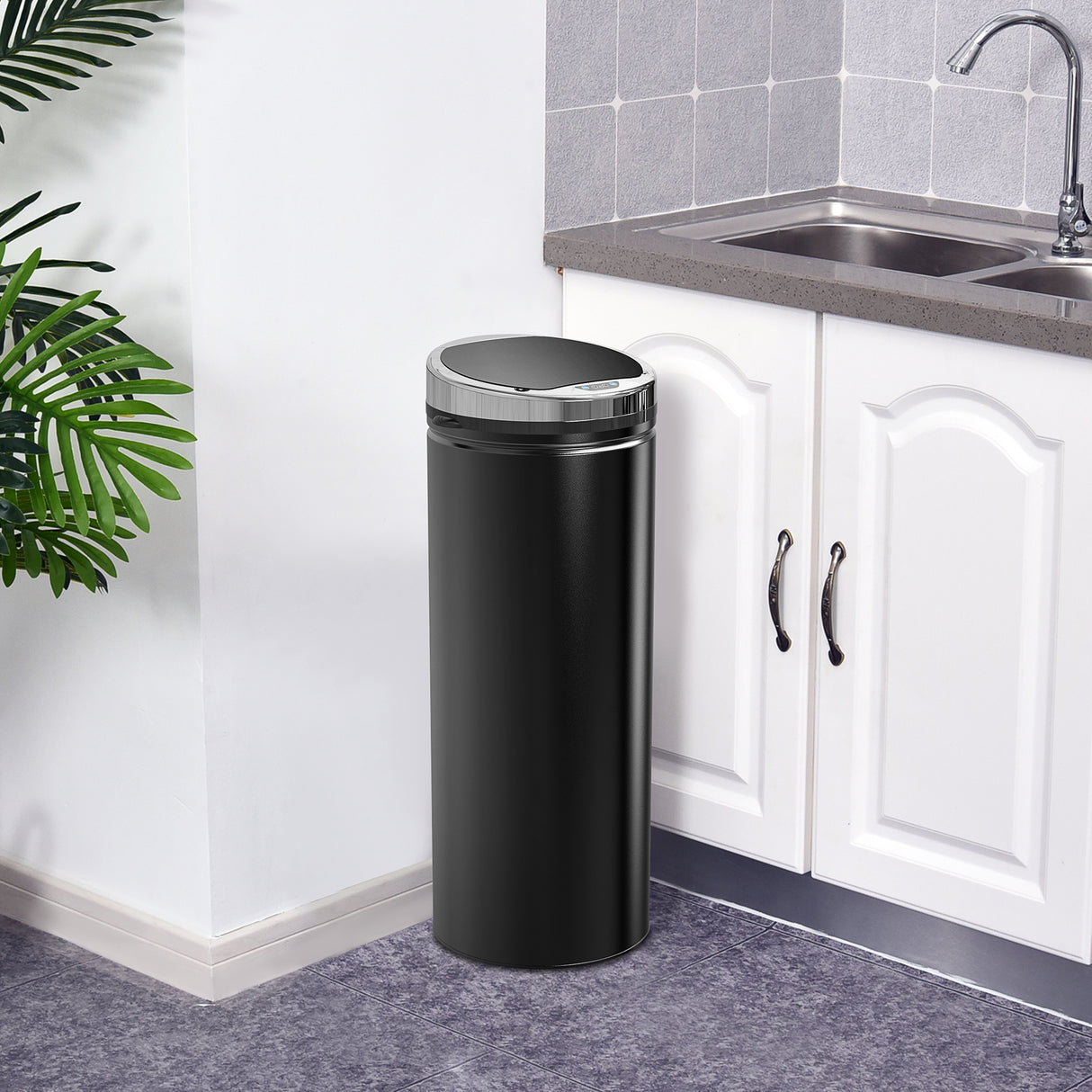 easycomfort easycomfort pattumiera automatica con sensore a infrarossi e capacita 50l acciaio inox e plastica nero 30 5x30 5x81 5cm