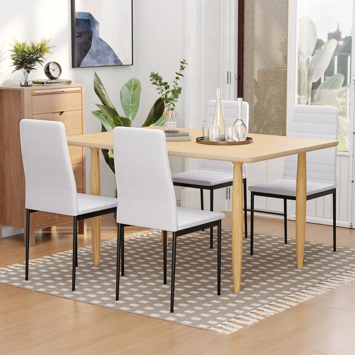 easycomfort easycomfort set 4 sedie imbottite per soggiorno o sala da pranzo sedie da cucina moderne in metallo e tessuto bianco