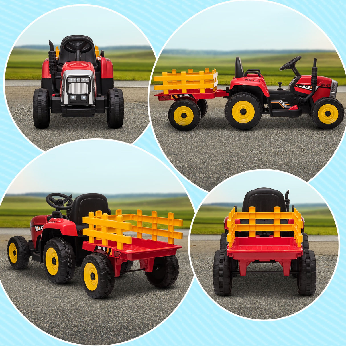 easycomfort easycomfort trattore elettrico per bambini 3 6 anni con rimorchio rimovibile batteria 12v e telecomando rosso