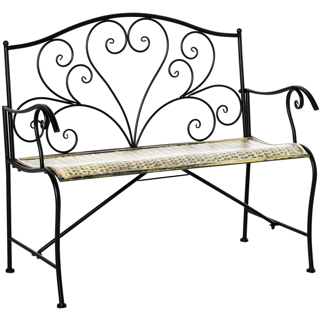 immagine-1-easycomfort-easycomfort-panchina-da-giardino-in-ferro-panca-da-esterno-in-stile-vintage-2-posti-100x-50x88cm-nero-ean-8054144136769