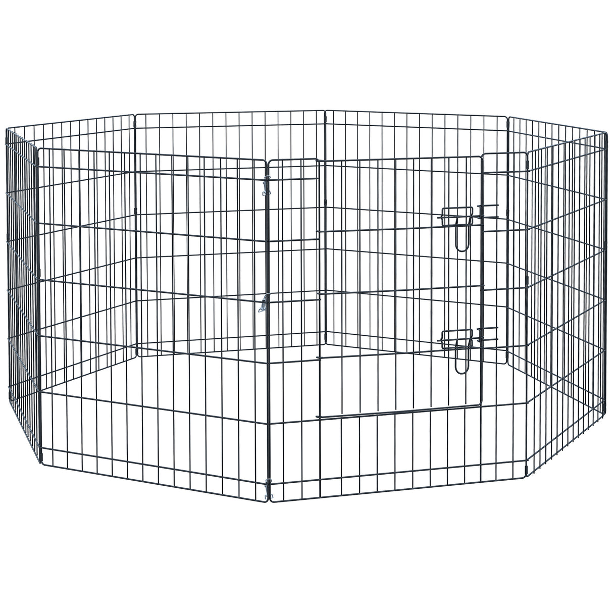 immagine-1-easycomfort-easycomfort-recinto-per-cani-gatti-cuccioli-roditori-recinzione-rete-gabbia-8-pezzi-76-x-61cm-nero-ean-8054111843324