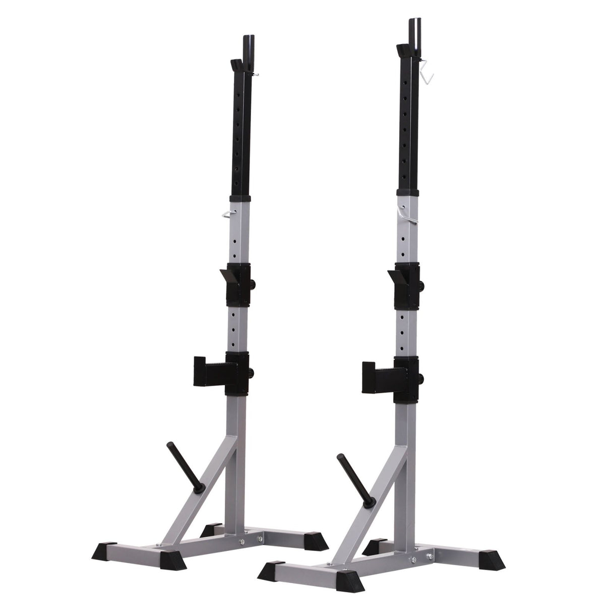 immagine-1-easycomfort-easycomfort-set-2-supporti-bilanciere-in-acciaio-con-3-ganci-altezza-regolabile-e-portata-200kg-argento-nero