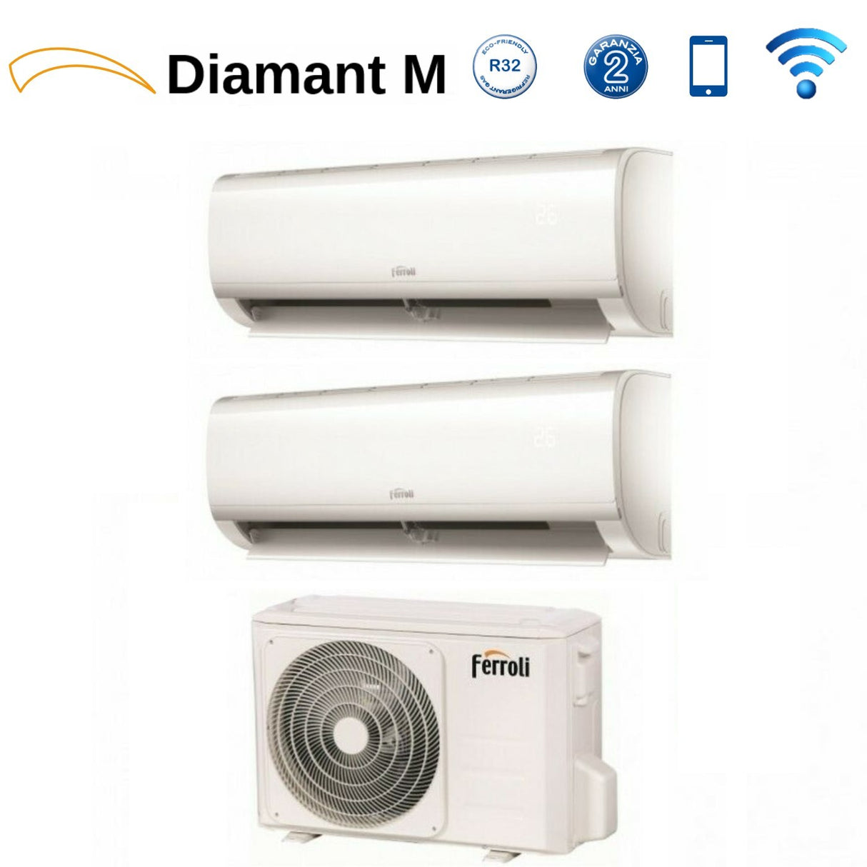 immagine-1-ferroli-climatizzatore-condizionatore-ferroli-dual-split-inverter-r32-serie-diamant-m-70007000-con-14-2-77-wi-fi-integrato-ean-8059657010681