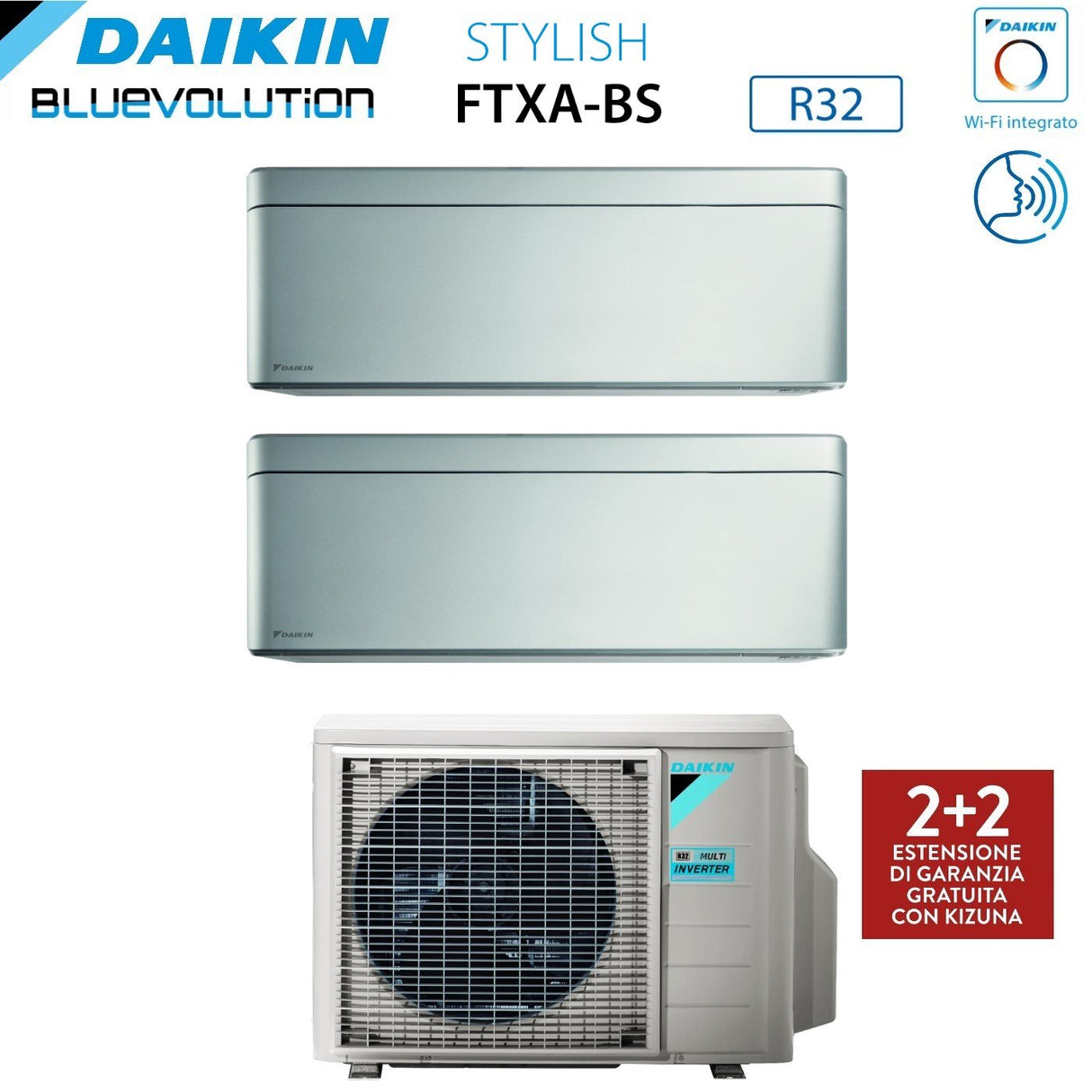 immagine-2-daikin-area-occasioni-climatizzatore-condizionatore-daikin-bluevolution-dual-split-inverter-serie-stylish-total-silver-912-con-2mxm40mn-r-32-wi-fi-integrato-900012000-colore-grigio-garanzia-italiana-ean-8059657008565