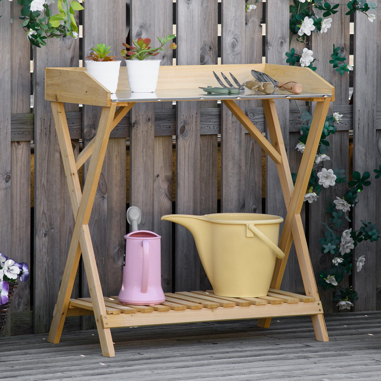 immagine-2-easycomfort-easycomfort-tavolo-da-giardinaggio-in-legno-con-piano-in-metallo-antiruggine-e-ripiano-portaoggetti-80x40x84cm