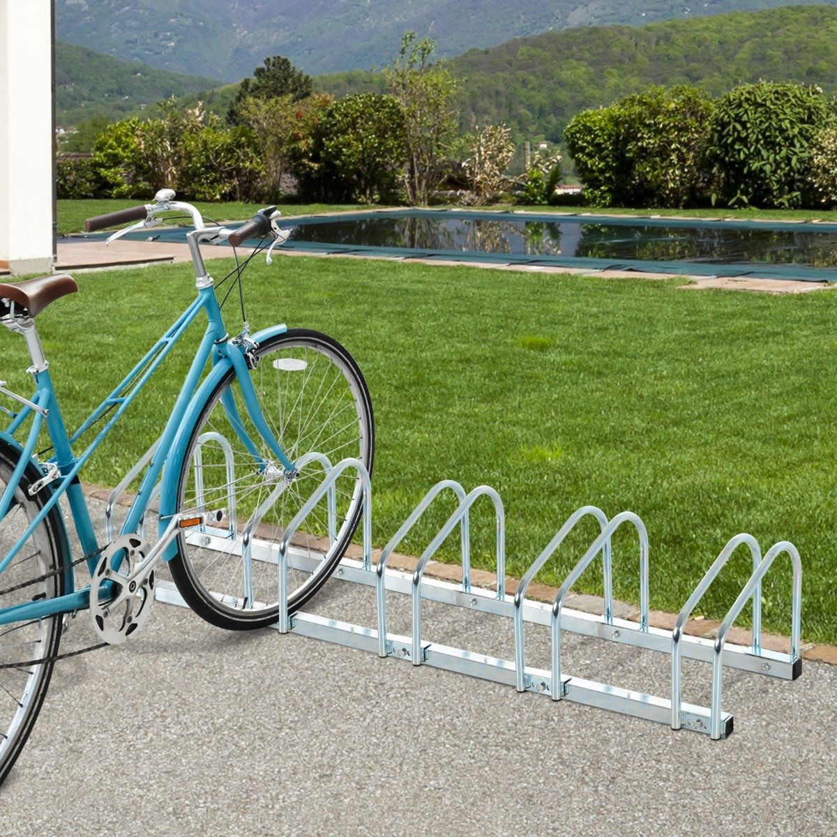 immagine-3-easycomfort-easycomfort-rastrelliera-portabiciclette-per-5-biciclette-tubi-dacciaio-argento-ean-8054111841801