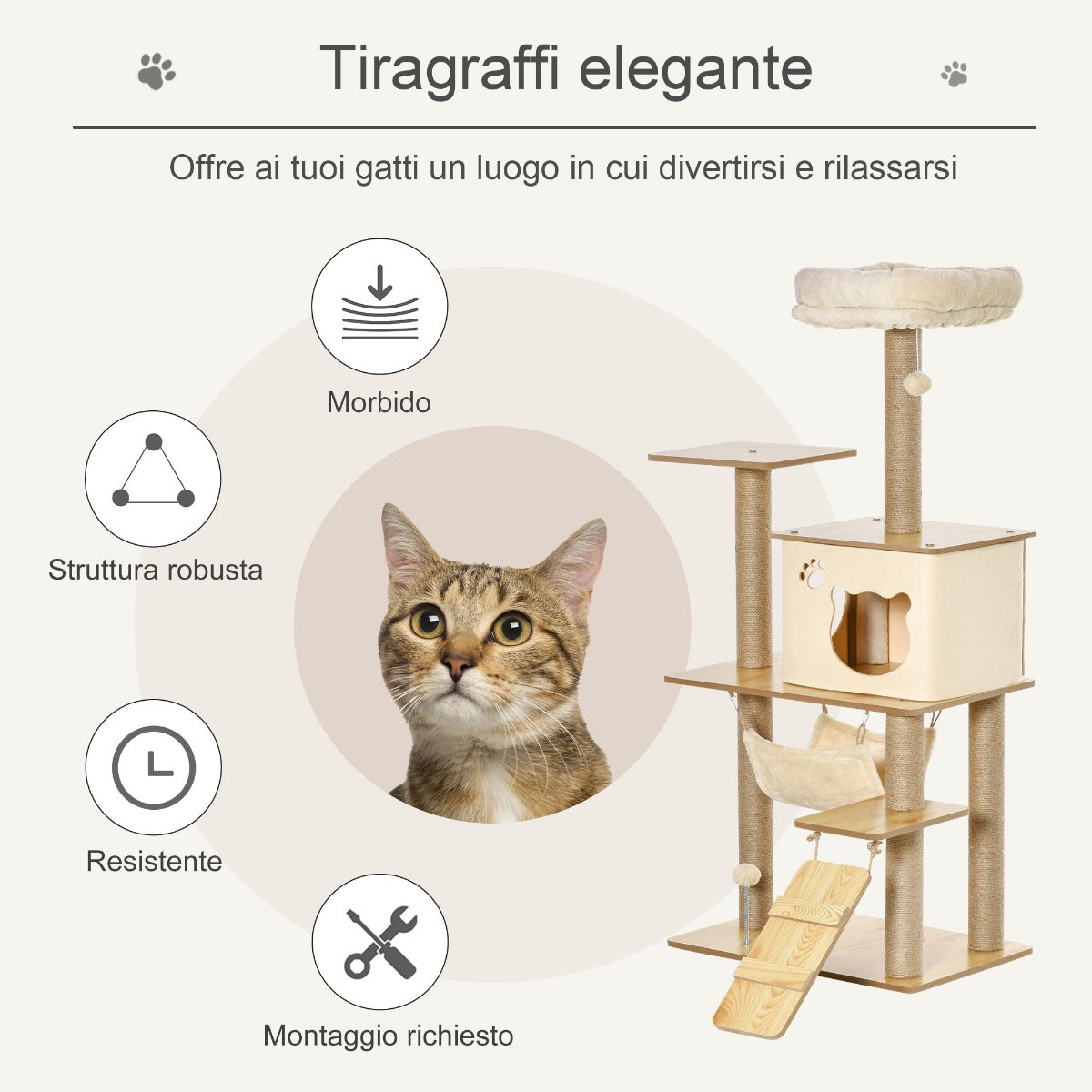 immagine-4-easycomfort-easycomfort-albero-tiragraffi-multilivello-con-casetta-amaca-scaletta-e-corde-in-juta-rivestimento-peluche-60x40x130cm-giallo