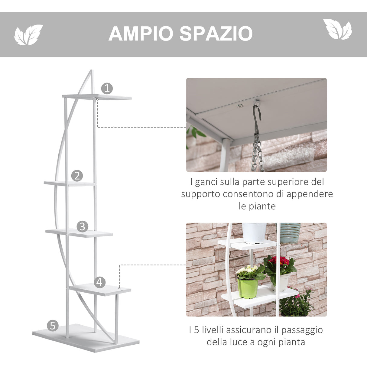 immagine-4-easycomfort-easycomfort-fioriera-in-metallo-a-5-ripiani-2-pezzi-per-interni-ed-esterni-53x33x154cm-bianco