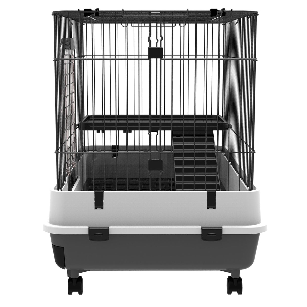 immagine-4-easycomfort-easycomfort-gabbietta-per-criceti-conigli-porcellini-dindia-in-metallo-nero-con-2-porte-ean-8054144130200