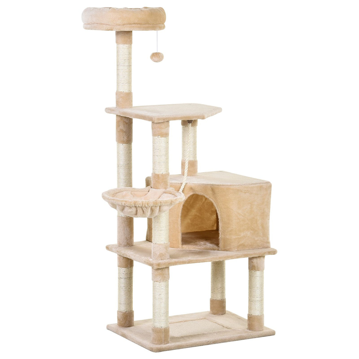 immagine-4-easycomfort-easycomfort-tiragraffi-a-colonna-per-gatti-con-4-livelli-cuccia-lettini-sospesi-e-pali-in-corda-sisal-beige-ean-8054144132266
