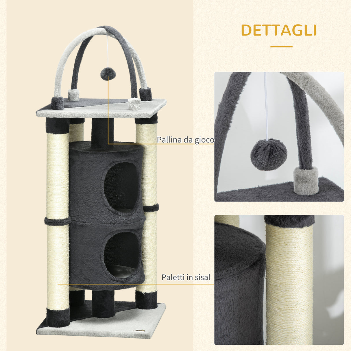 immagine-5-easycomfort-easycomfort-tiragraffi-per-gatti-max-5kg-con-casetta-lettino-e-pallina-da-gioco-in-truciolato-peluche-e-iuta-39x39x114-cm