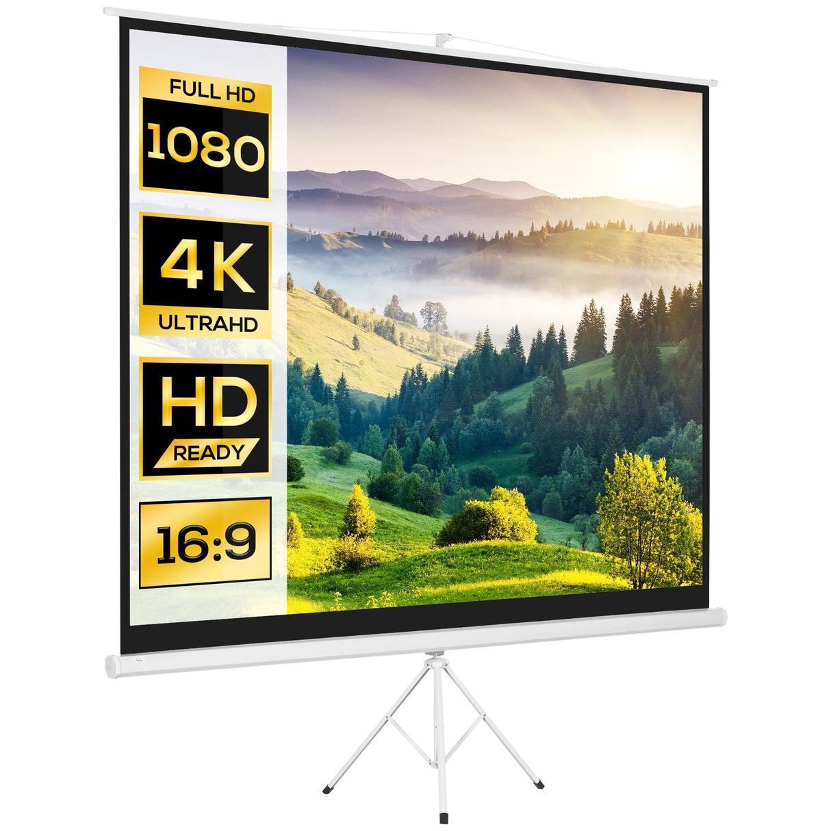 easycomfort easycomfort telo proiettore da 120 formato 43 in tessuto a rete plastica e metallo con treppiedi 244x183 cm bianco