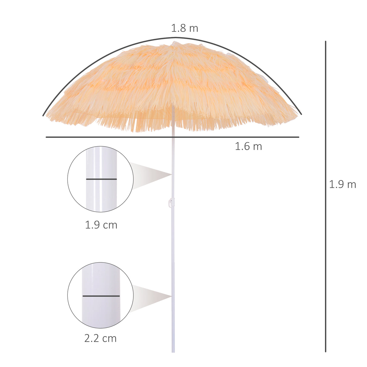easycomfort easycomfort ombrellone stile hawaiano con frange impermeabile o160cm