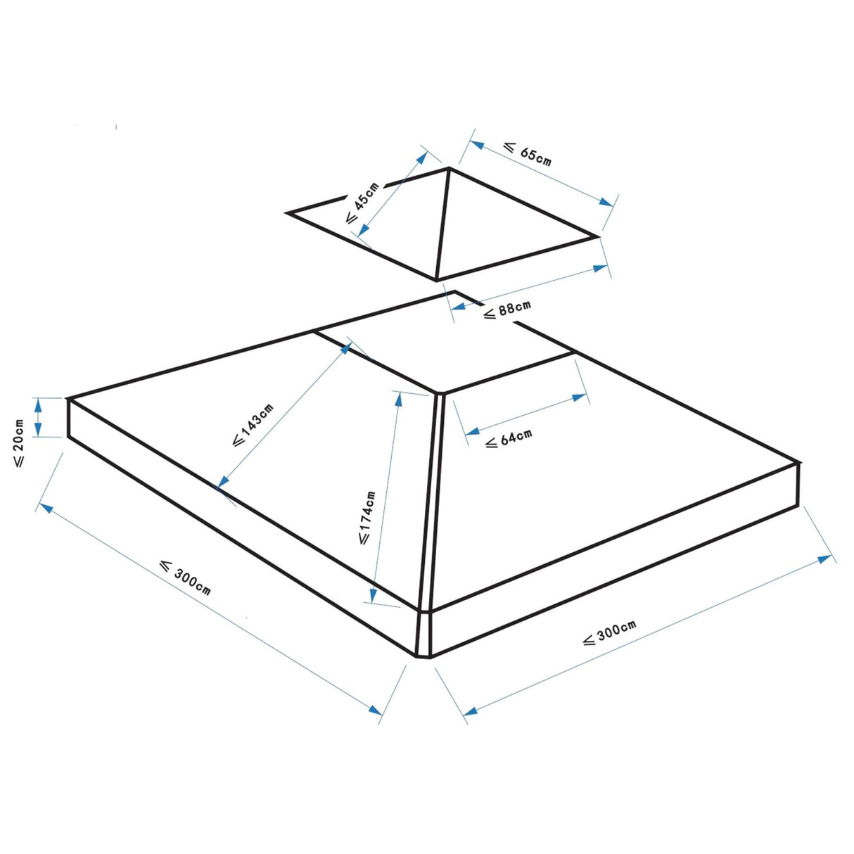 easycomfort easycomfort tetto di ricambio per gazebo da giardino doppio tetto 3x3m
