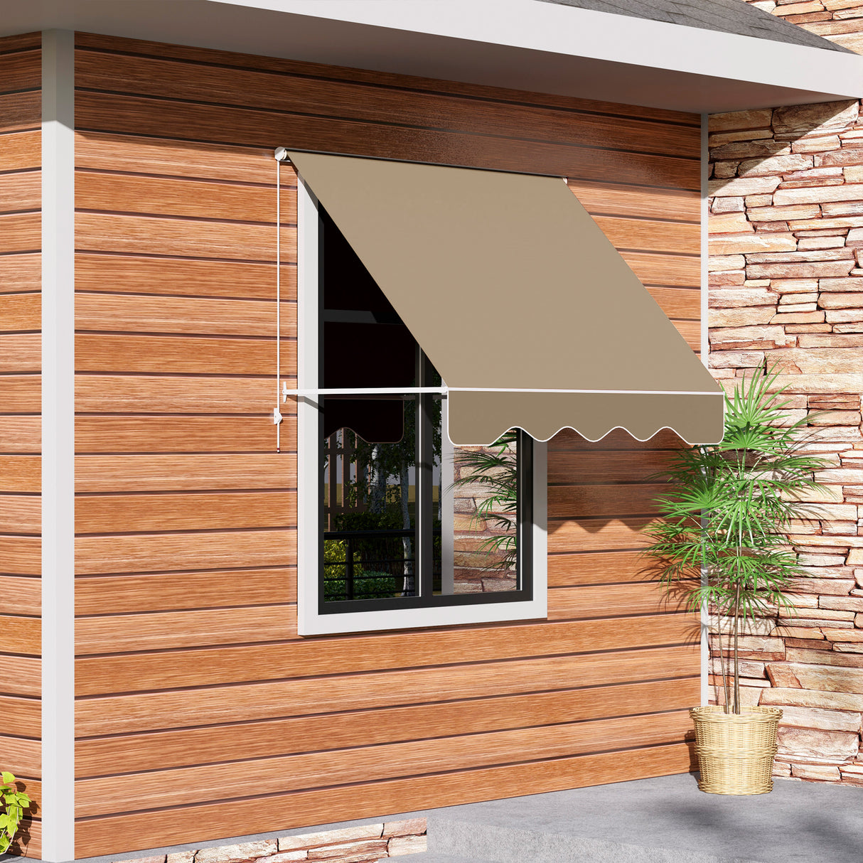 easycomfort easycomfort tenda da sole avvolgibile a parete a caduta beige 180x70cm