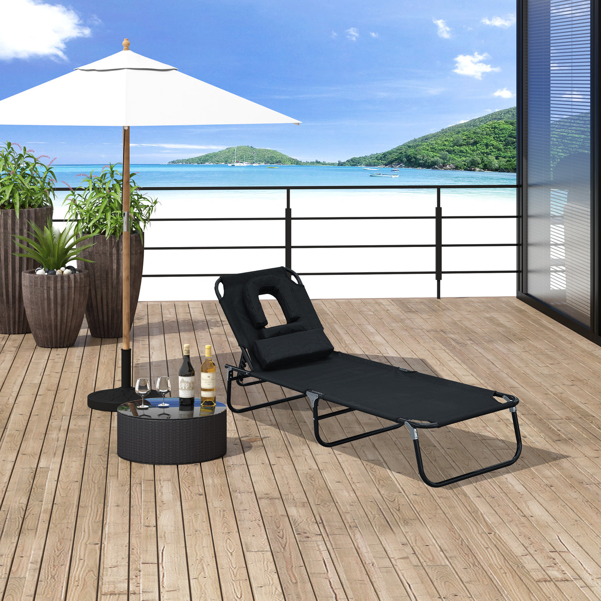 easycomfort easycomfort lettino prendisole sdraio da giardino pieghevole reclinabile con cuscino nero