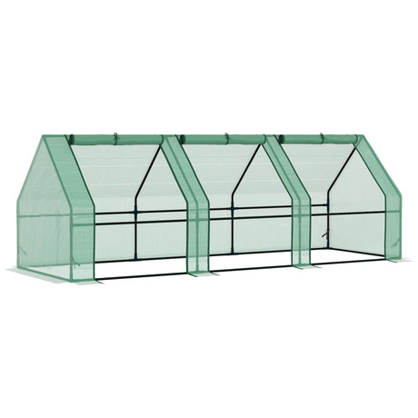 easycomfort easycomfort serra da giardino per piante con telo in pe telaio in acciaio 270x90x90cm verde