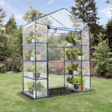 easycomfort easycomfort serra da giardino in acciaio e pvc trasparente con porta avvolgibile 143x73x195 cm verde