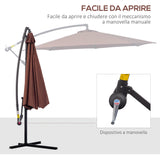 easycomfort easycomfort ombrellone parasole decentrato da giardino con angolo inclinabile in metallo e poliestere caffe 3 2.6m