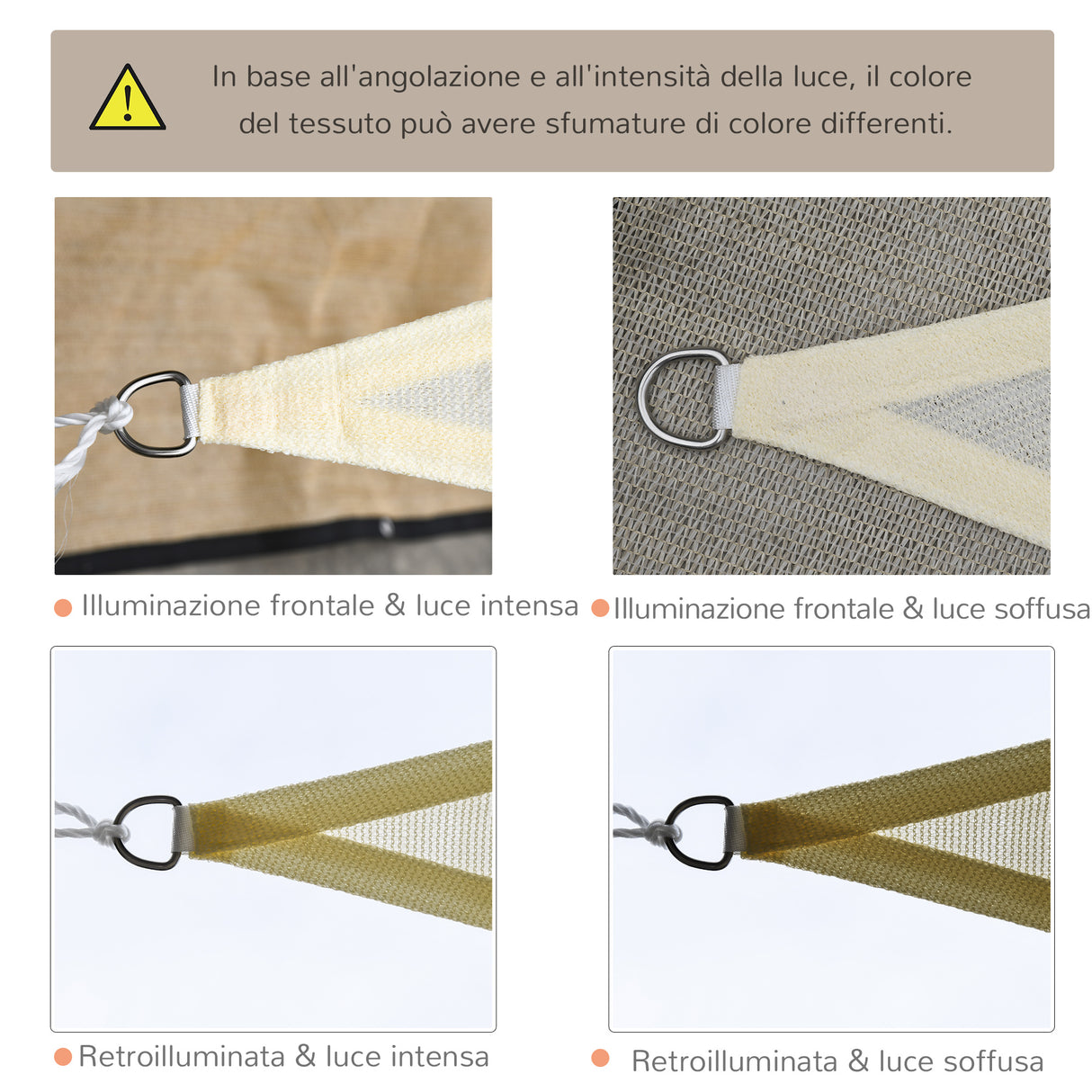 easycomfort easycomfort tenda da sole triangolare in hdpe crema 4x4x4m