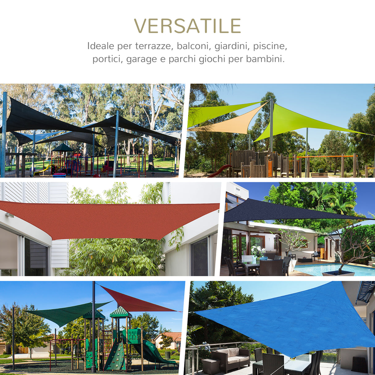 easycomfort easycomfort vela da giardino rettangolare in hdpe crema 3x4m