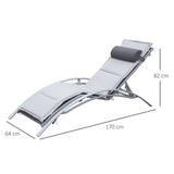 easycomfort easycomfort lettino sdraio pieghevole reclinabile con materassino e poggiatesta telaio in alluminio grigio