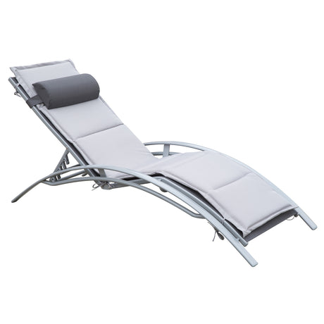 easycomfort easycomfort lettino sdraio pieghevole reclinabile con materassino e poggiatesta telaio in alluminio grigio