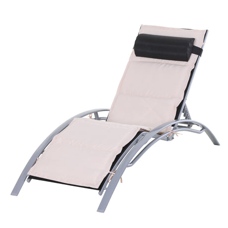 easycomfort easycomfort lettino sdraio pieghevole reclinabile con materassino e poggiatesta telaio in alluminio bianco e nero