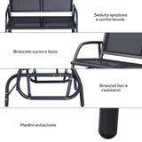 easycomfort easycomfort panchina a dondolo biposto in metallo nero 123x70x87cm