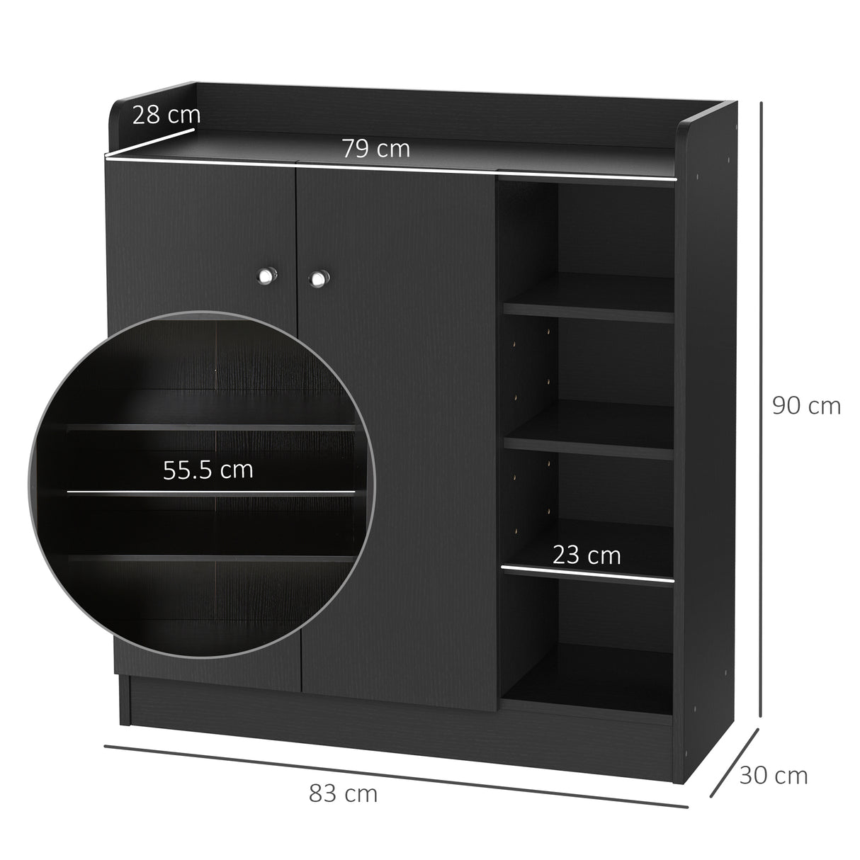 easycomfort easycomfort armadio scarpiera salvaspazio regolabile scarpiera moderna in legno per 12 paia di scarpe con 4 ripiani aperti 83x30x90 cm nero ean 8054111842204