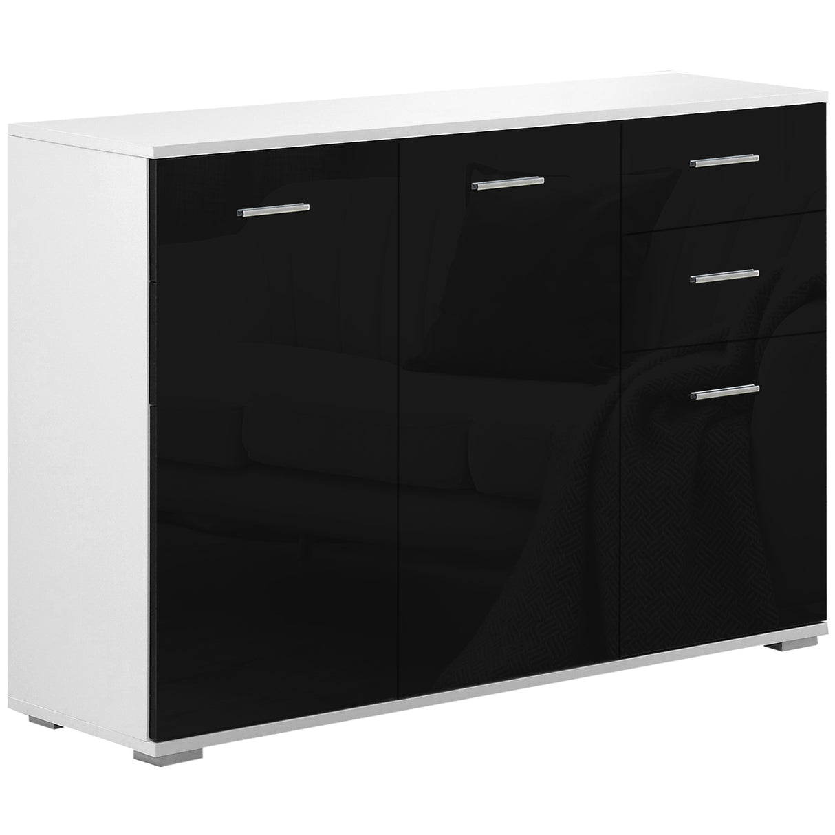 easycomfort easycomfort como mobiletto per soggiorno e camera con 3 ante e 2 cassetti nero lucido antigraffio 106 x 35 x 76 cm ean 8054111847377
