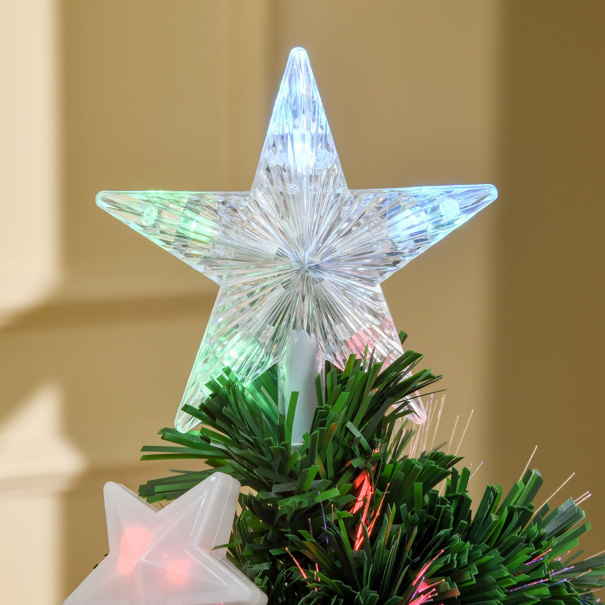 easycomfort easycomfort albero di natale artificiale 120cm a fibra ottica e 16 luci led a forma di stella